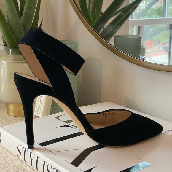 Lola Black Suede Buckle Pumps - Picture 8 of 12